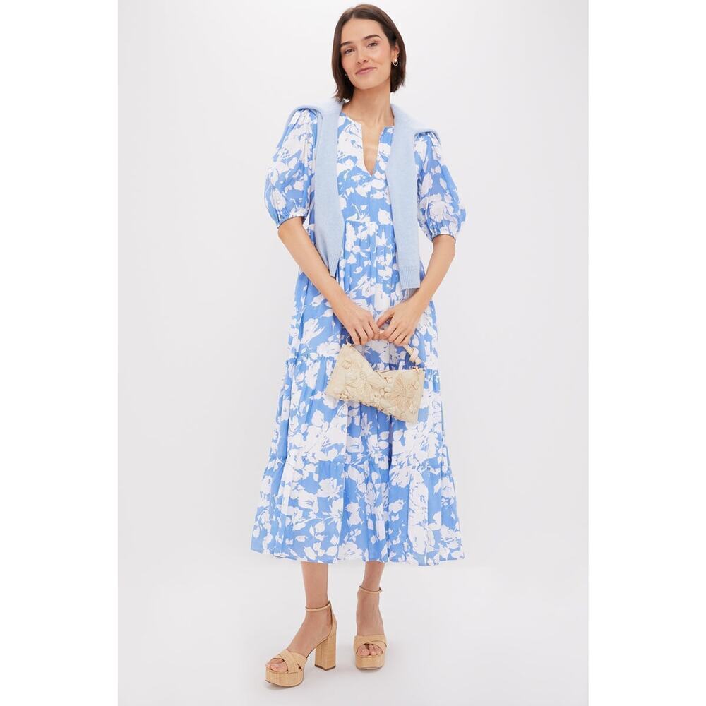 HYACINTH HOUSE Blue and White Floral Cisco Maxi Dress Size M NWT